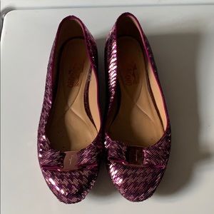 Pink and purple sequin ferragamo ballet flats